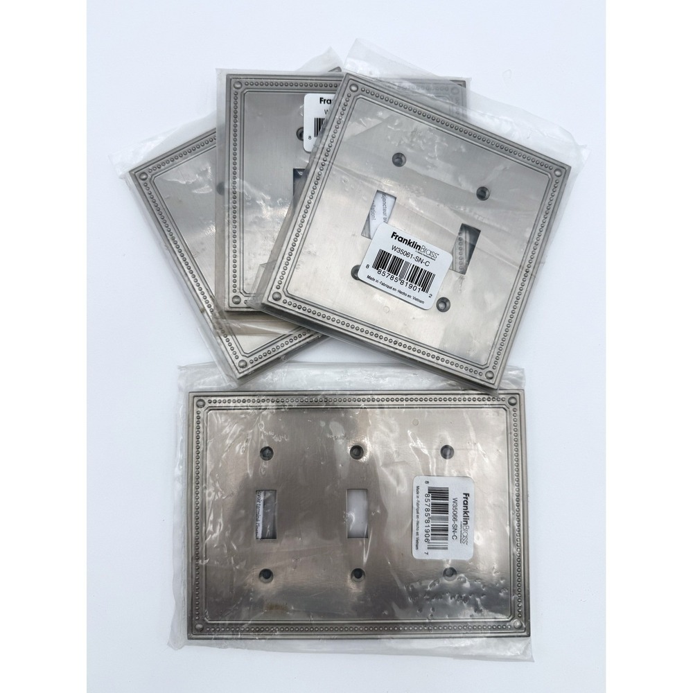 Franklin Brass Wall Plates Set 4 Satin Nickel Beaded 2-Gang 3-Gang Toggle NOS‎